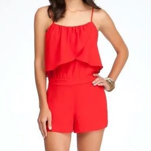 Bebe Draped Romper Pompeian Red 4